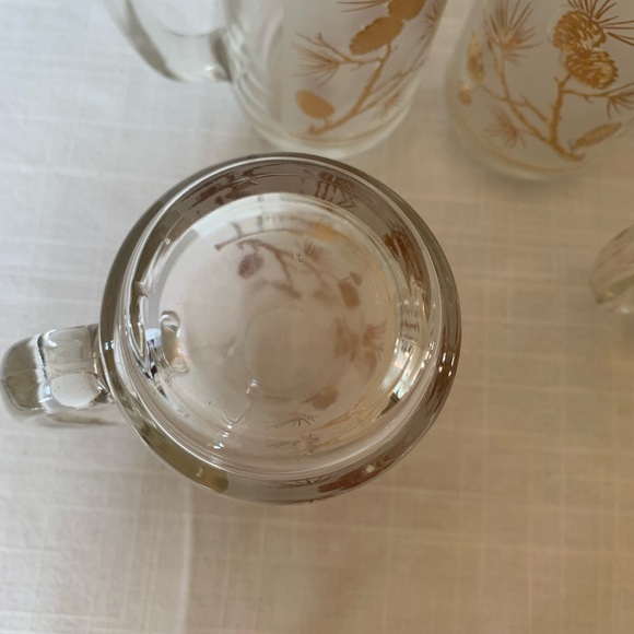 LIBBEY | Set of 4 | Vintage MCM Frosted Gold Pinecone Beer Steins Mugs - Picture 3 of 5